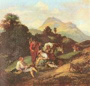 Adrian Ludwig Richter Italienische Landschaft mit ruhenden Wandersleuten Spain oil painting artist